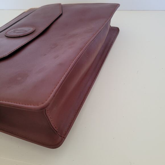 Cartier Must Line Vintage Wristlet Clutch Bordeaux Red Leather Zip Bag Unisex - Picture 10 of 12